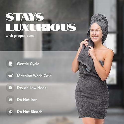 Vista 30 de Wealuxe - Juego de 6 toallas de baño blancas de 24 x 50 pulgadas, juego de toallas de algodón extra absorbentes para baño Blanco,Negro,Gris,Azul