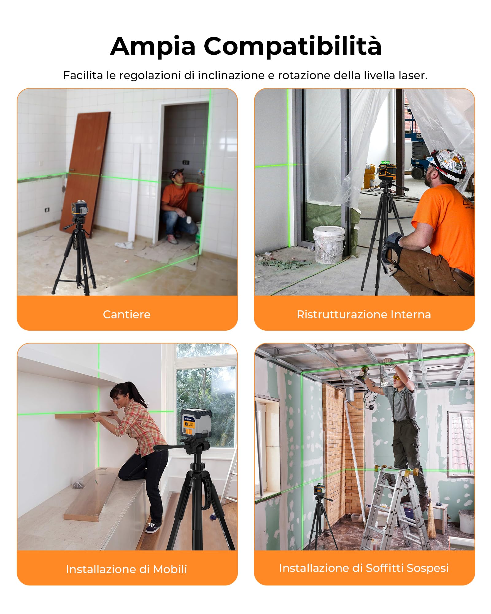 CIGMAN Treppiede 1,5 m Treppiede in alluminio per livella laser, con livella a bolla, con filettatura maschio da 5/8 "-11 e adattatore per vite da 1/4" -20, Borsa per il trasporto inclusa - CTP01