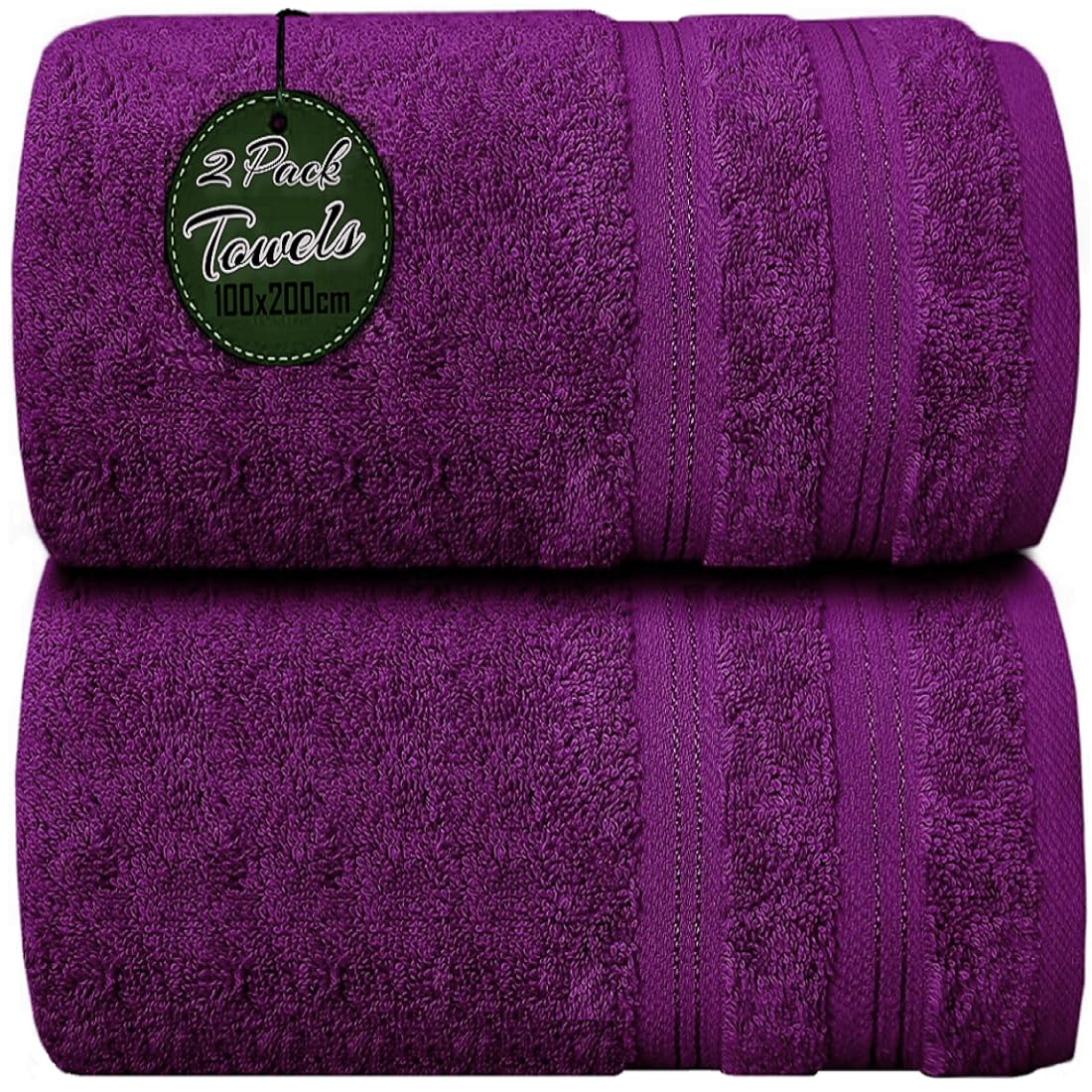 Wholesale Trade Dealz Pack of 1 & 2 Extra Large Jumbo Bath Sheet 100 X 200cm 100% Egyptian Cotton Super Soft Quick Dry Body Wrap Beach Towels XL Bath Towels 600-GSM (1, Purple)