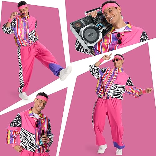 Miniatura 5 de Conjunto deportivo de los años 80 y 90 para hombre, traje de Halloween retro de los años 80 con accesorios de hip-hop