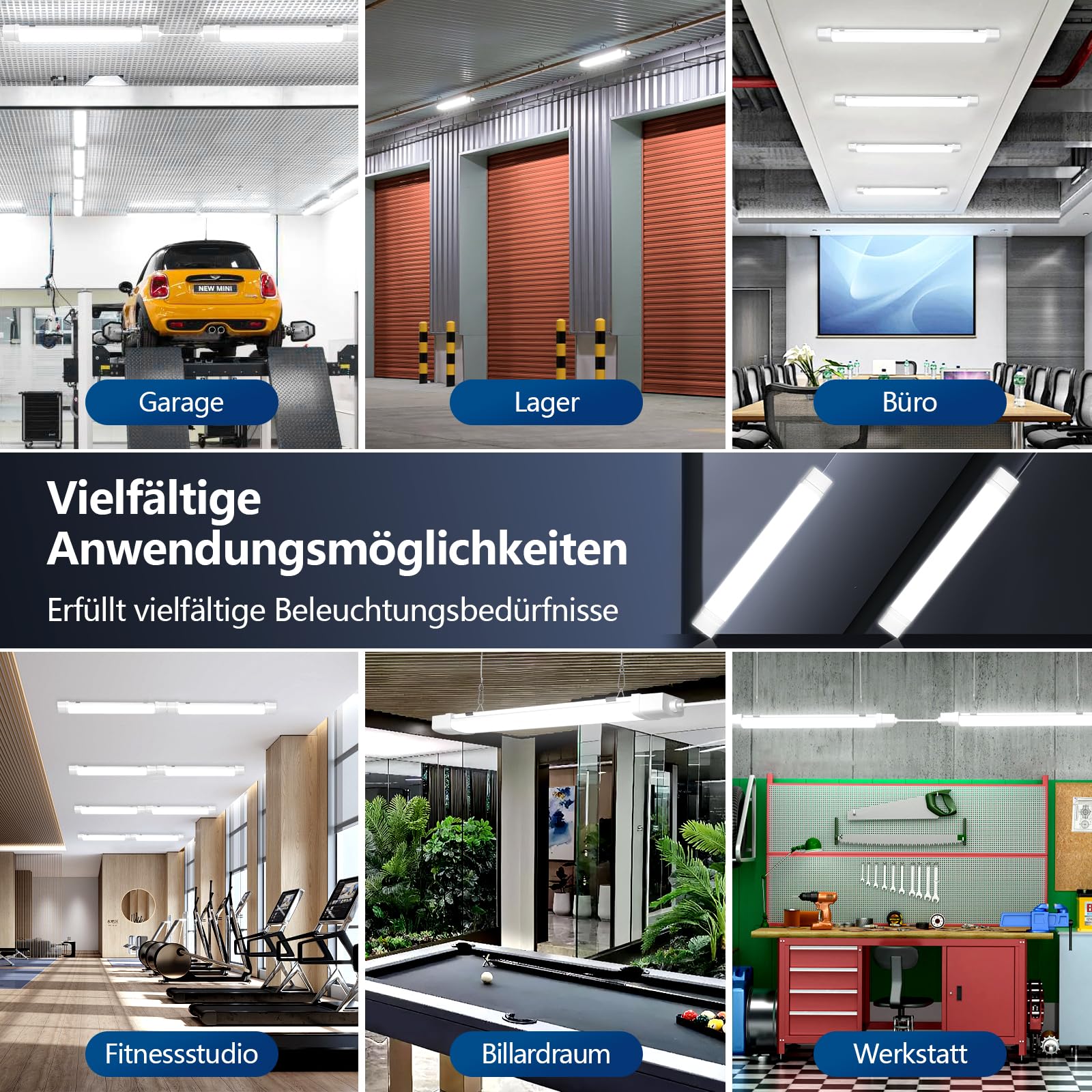Feuchtraumleuchte LED, 40W 4000LM LED Röhre 120CM Neutralweiß 4000K, IP66 Wasserfest Werkstattlampe LEDs Deckenleuchte für Garage Keller Werkstatt Feuchtraum Bad Büro Warenhaus Keller