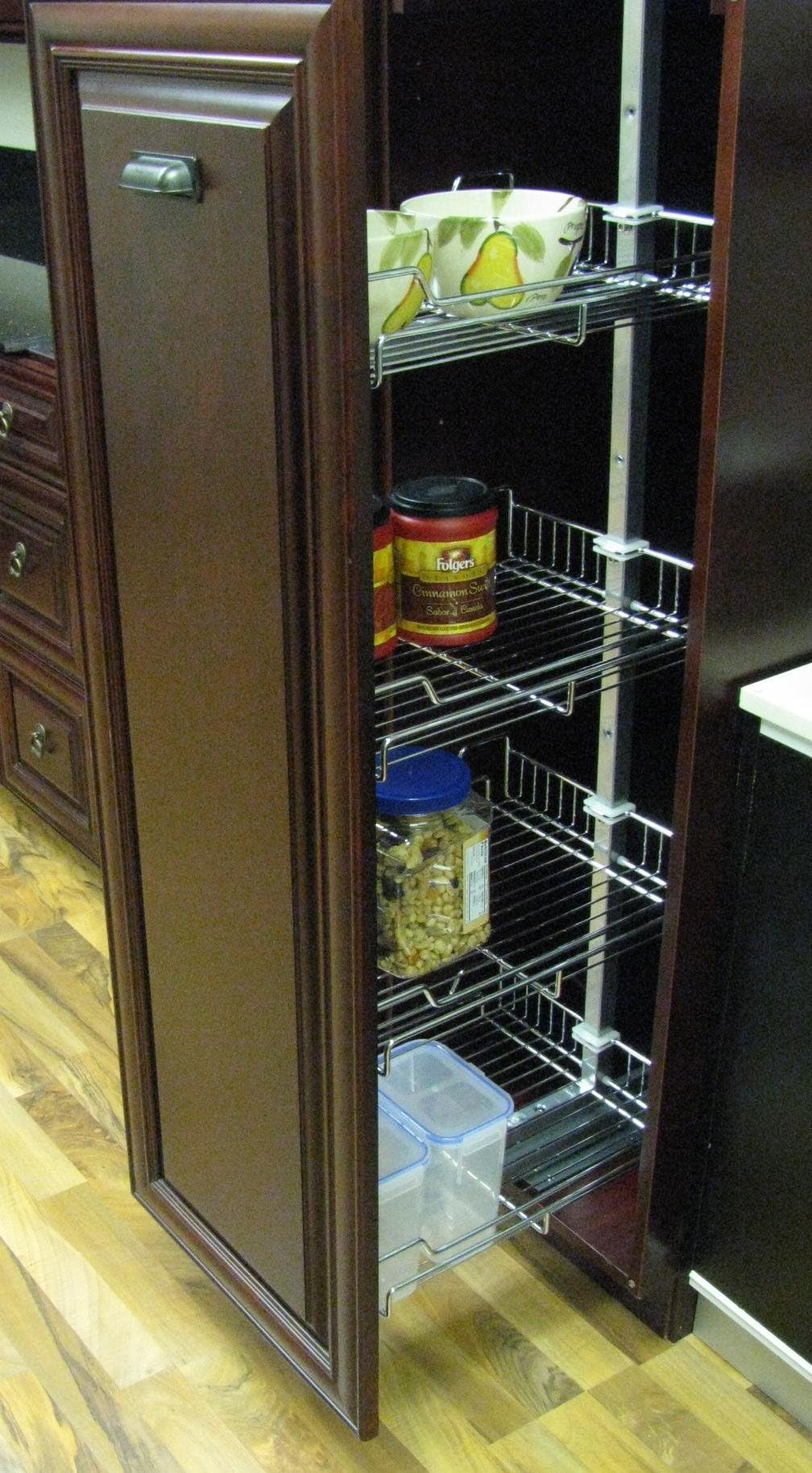 Pull-out Pantry (Chrome) for Tall Cabinet Min 12" Wide and 46"-52" Adjustable Height + 4 Baskets Included
