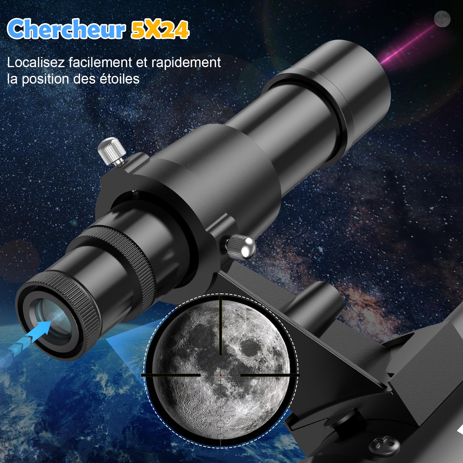 Telescopio Refractor Portátil de 70mm, óptica de Vidrio Totalmente Recubierta, Ideal para Niños y Principiantes, con de para Trípode, Filtro de Luna