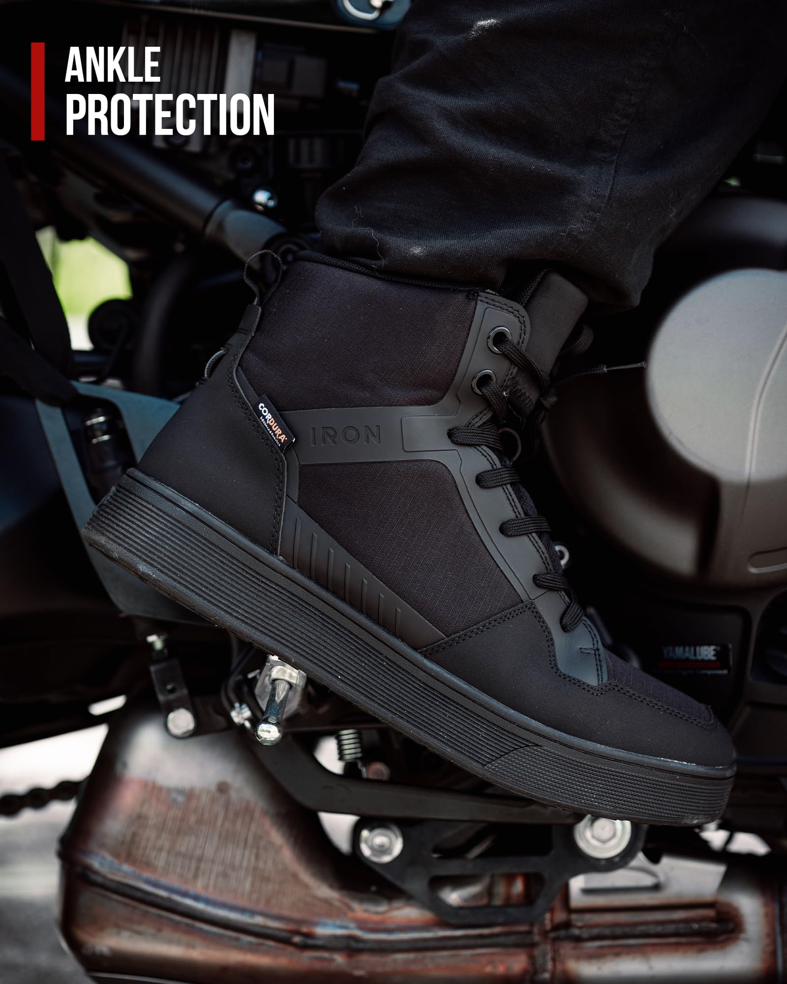 RIDEIRON Motorradschuhe Herren Motorradstiefel CE-konform für alle Jahreszeiten geeignet wasserdicht rutschfest atmungsaktiv modisch und bequem Schwarz