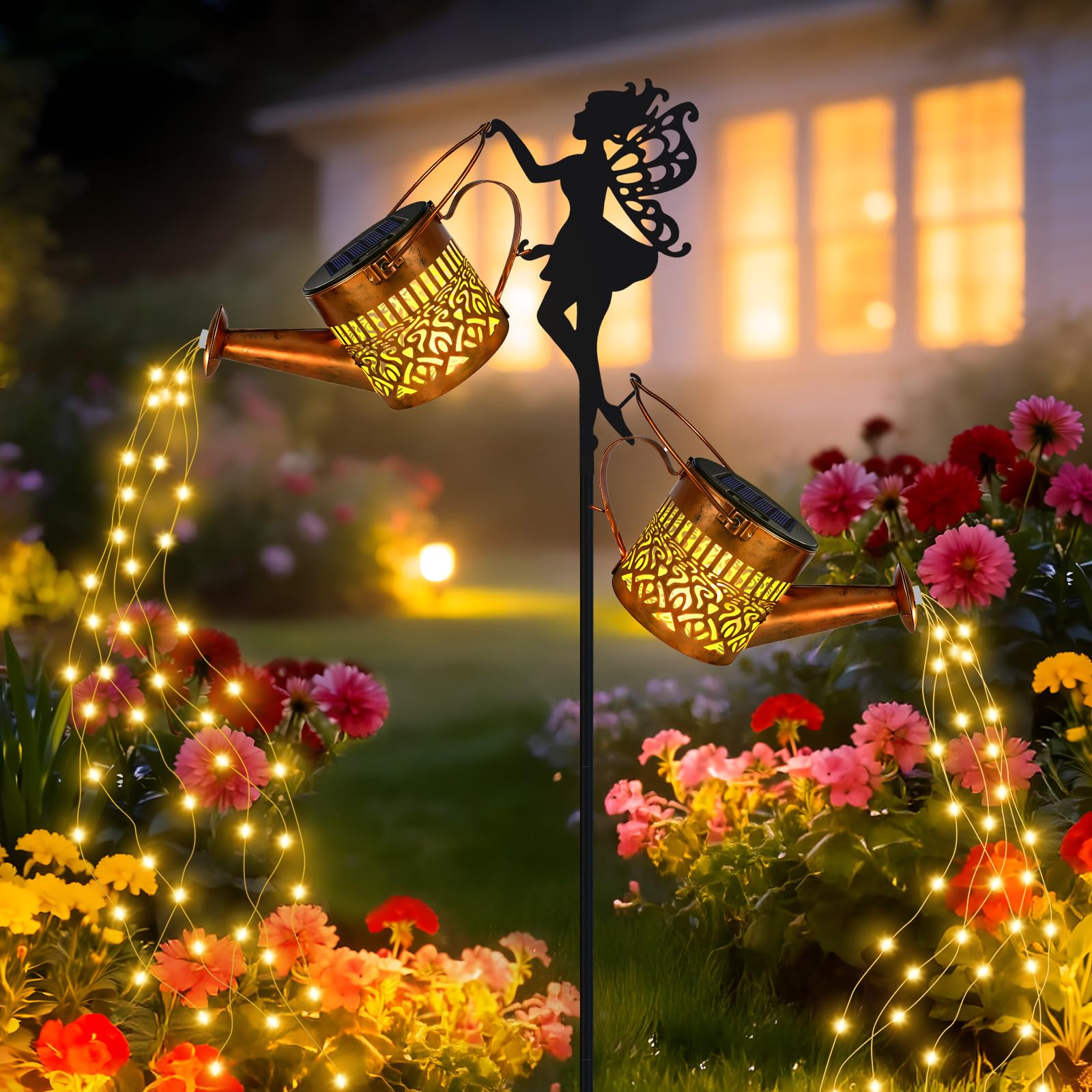 Photo 1 of HELESIN Solar Watering Can Lights Outdoor,Fairy Stake with 2 Cans