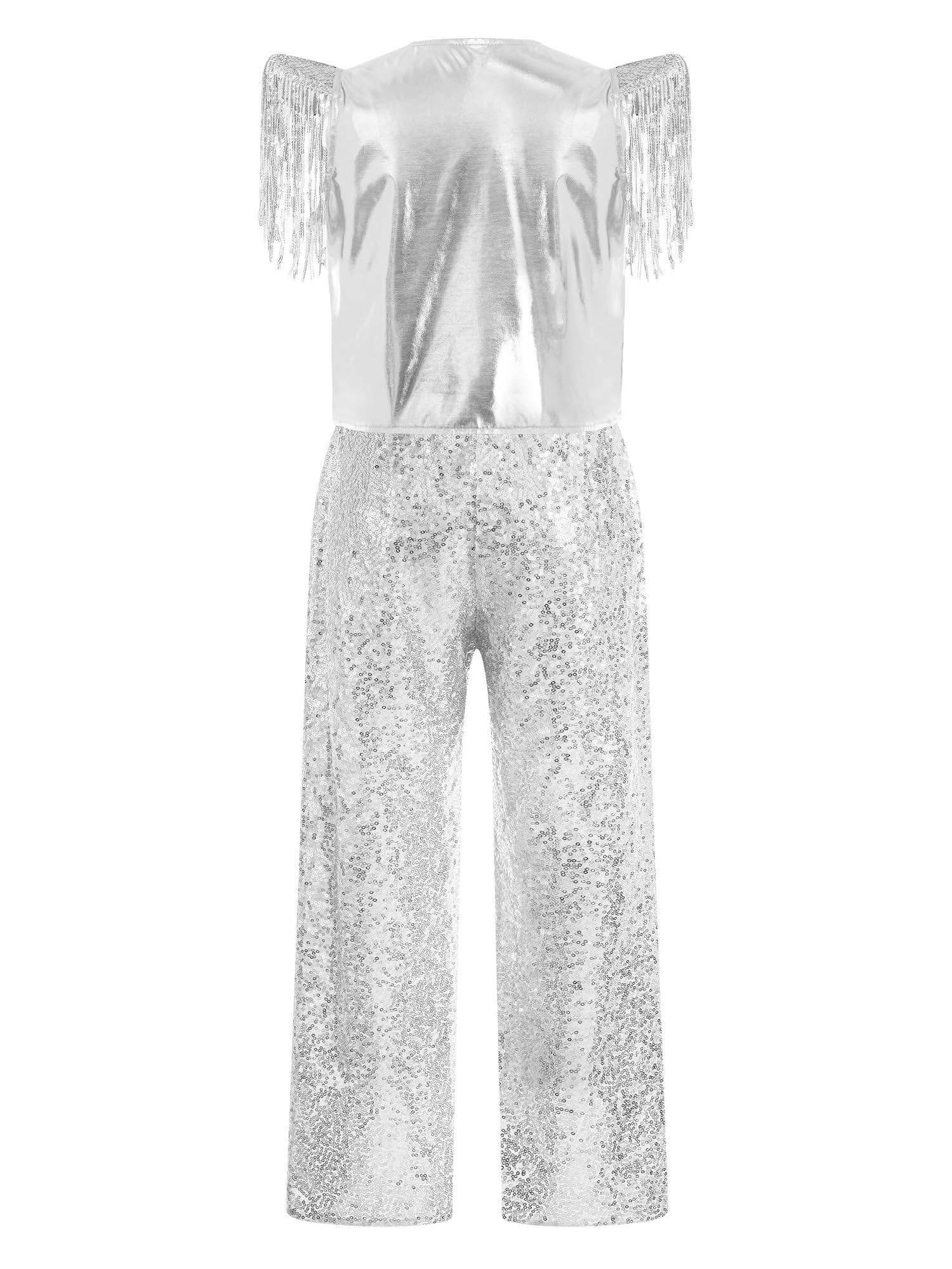 Niña Conjuntos Chaleco Y Pantalones Trajes Disco Jazz Brillantes