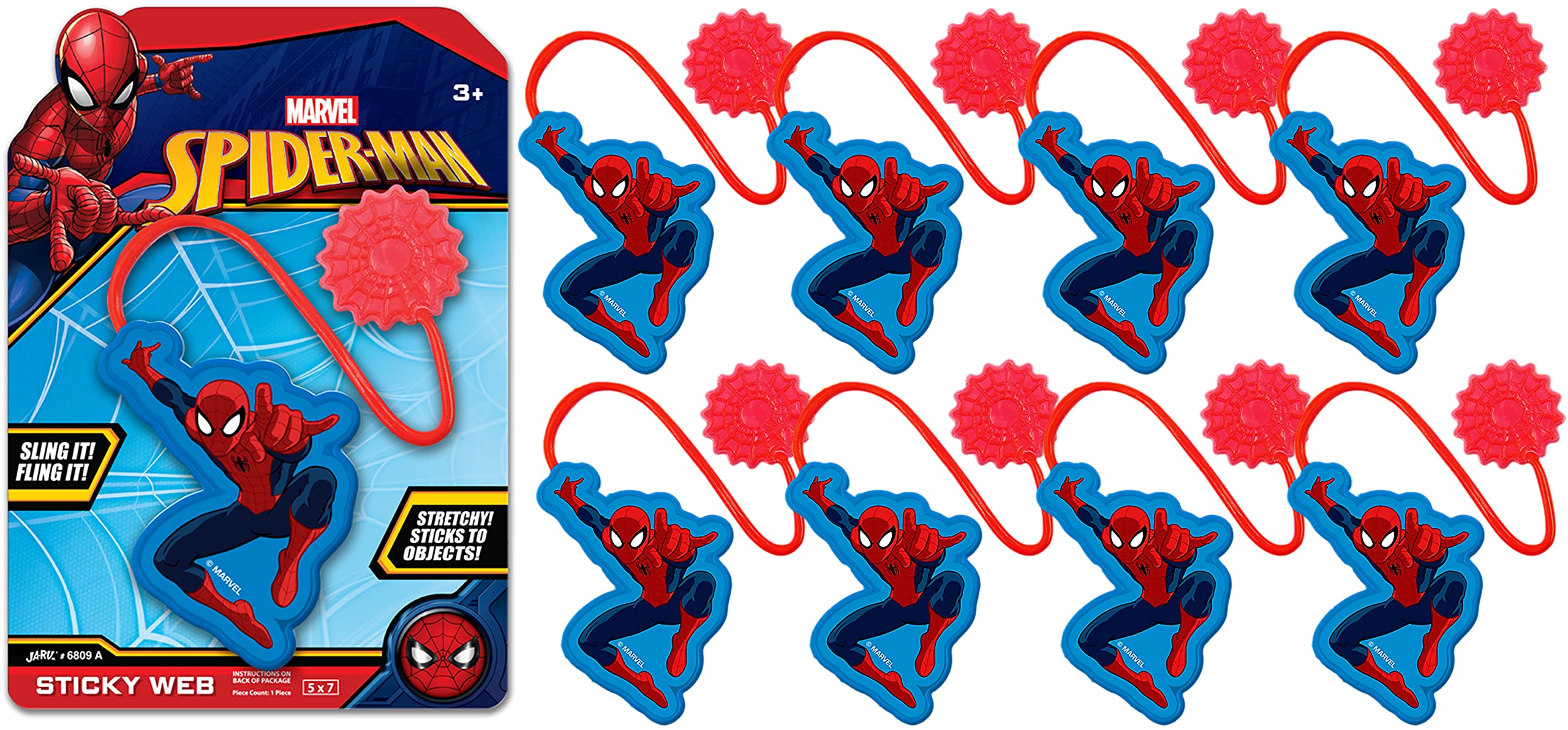 JA-RU Marvel Spiderman Sticky Stretchy Fidget Toy (8 Units) Just Like Sticky Hands for Kids Bulk Treasure Box Toys for Classroom Prizes. Kids Goodie Bag Stuffers. A-6809-8