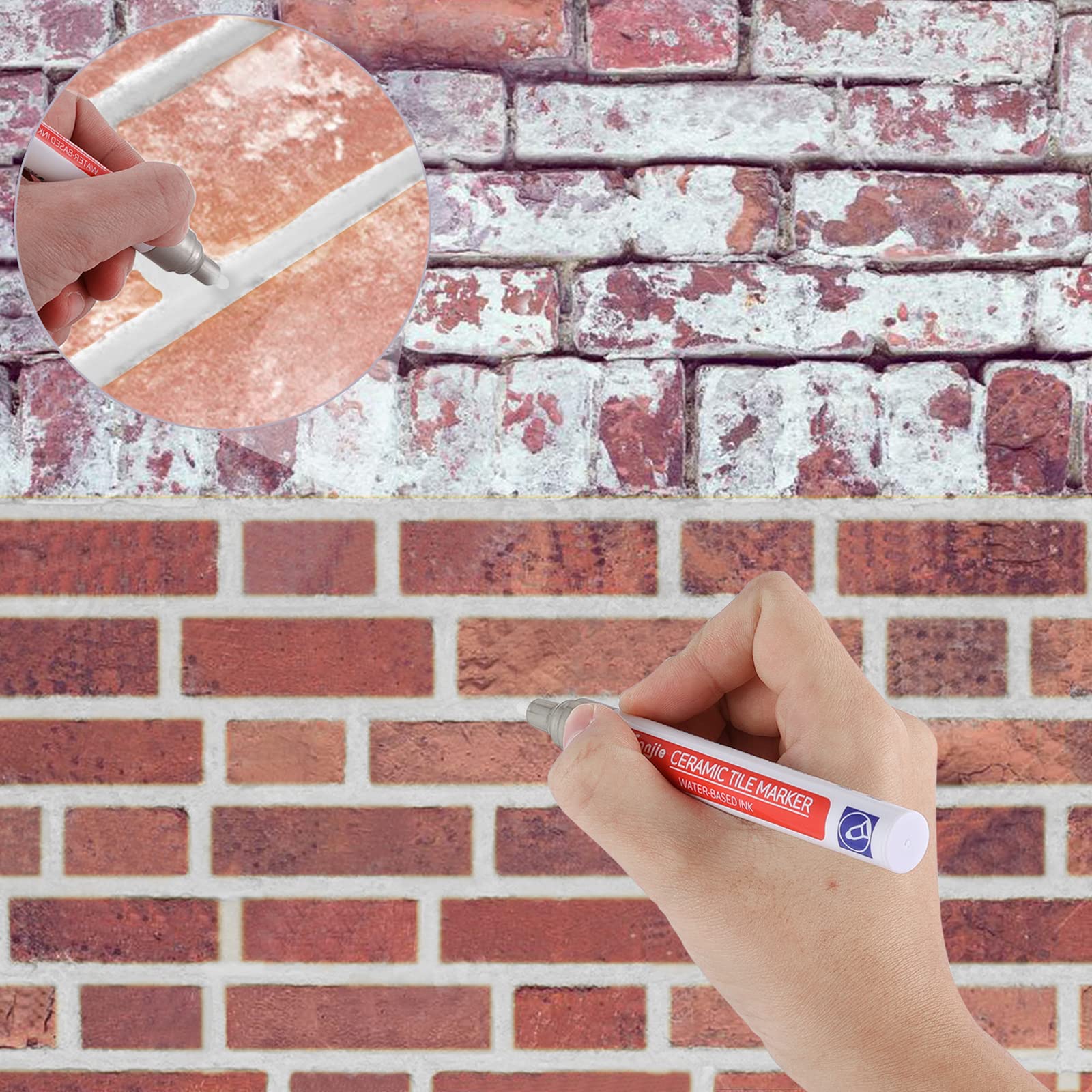 Szary długopis do płytek, 6 sztuk marker fug, wypełnienie fugi do naprawy i renowacji płytek, podłogi, kuchni i łazienki