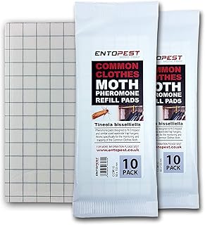 Entopest 20 Pack Pheromone Pads for Common Clothes Moth - Replacement Refill for Room & Wardrobe Hanger Control Traps (Tineola bisselliella)