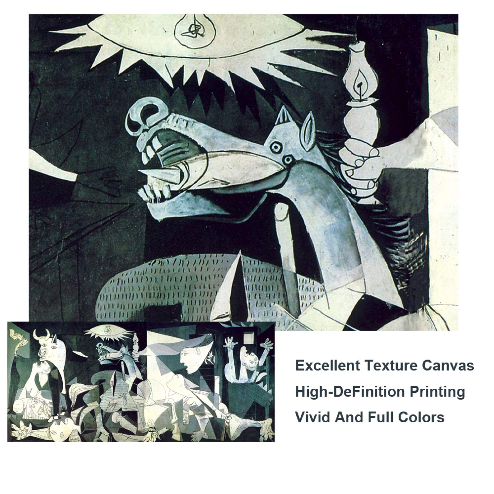 Guernica By Picasso Cuadro Pintura Carteles Impresiones artísticas Reproducciones Lienzo famoso Cuadros artísticos de pared Decoración de la pared del hogar 70x140cm (28x55in) Con marco