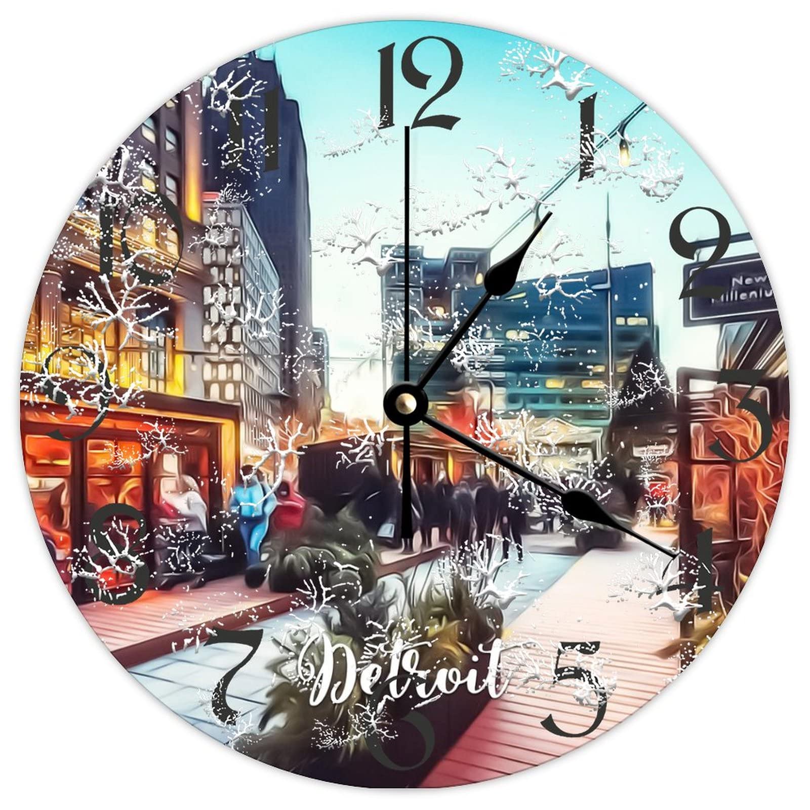Horloge murale ronde en bois pour salon style déco de ferme vintage