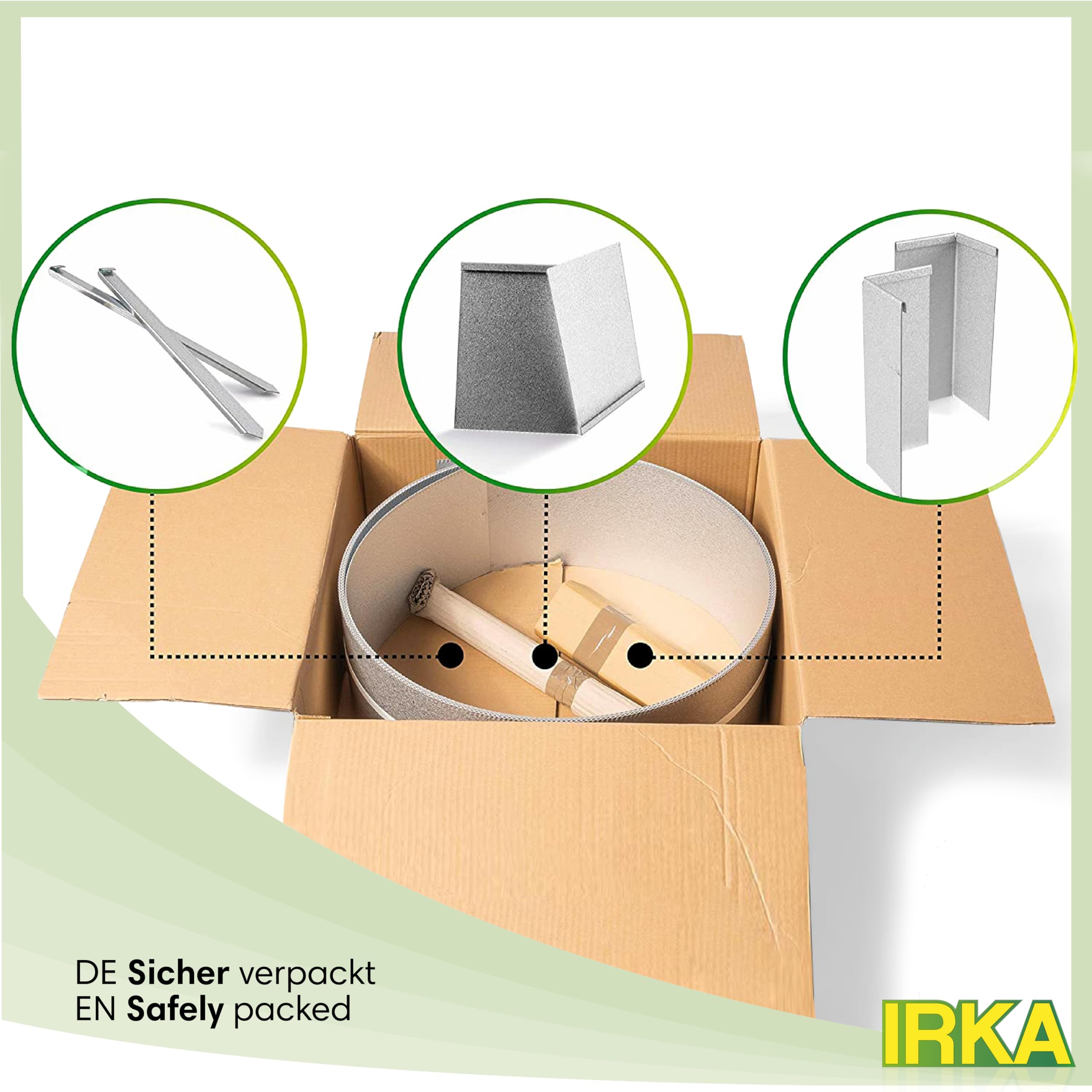 IRKA Schneckenzaun Typ2 Komplett-Set Alu Zink 25 x 0,05 cm | Beeteinfassung, 10x Seitenteil, 4X Eckverbinder