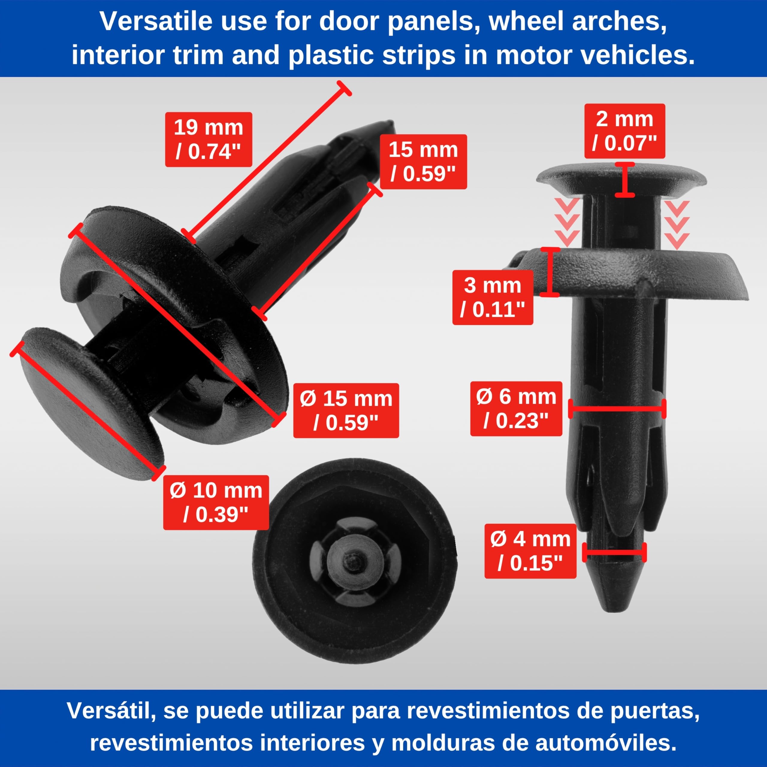 50 Pz/pacco 8*8.5mm Foro Rivetti In Plastica Di Fissaggio Rivetto Push Clip Fermo Wwhe - Foto 2