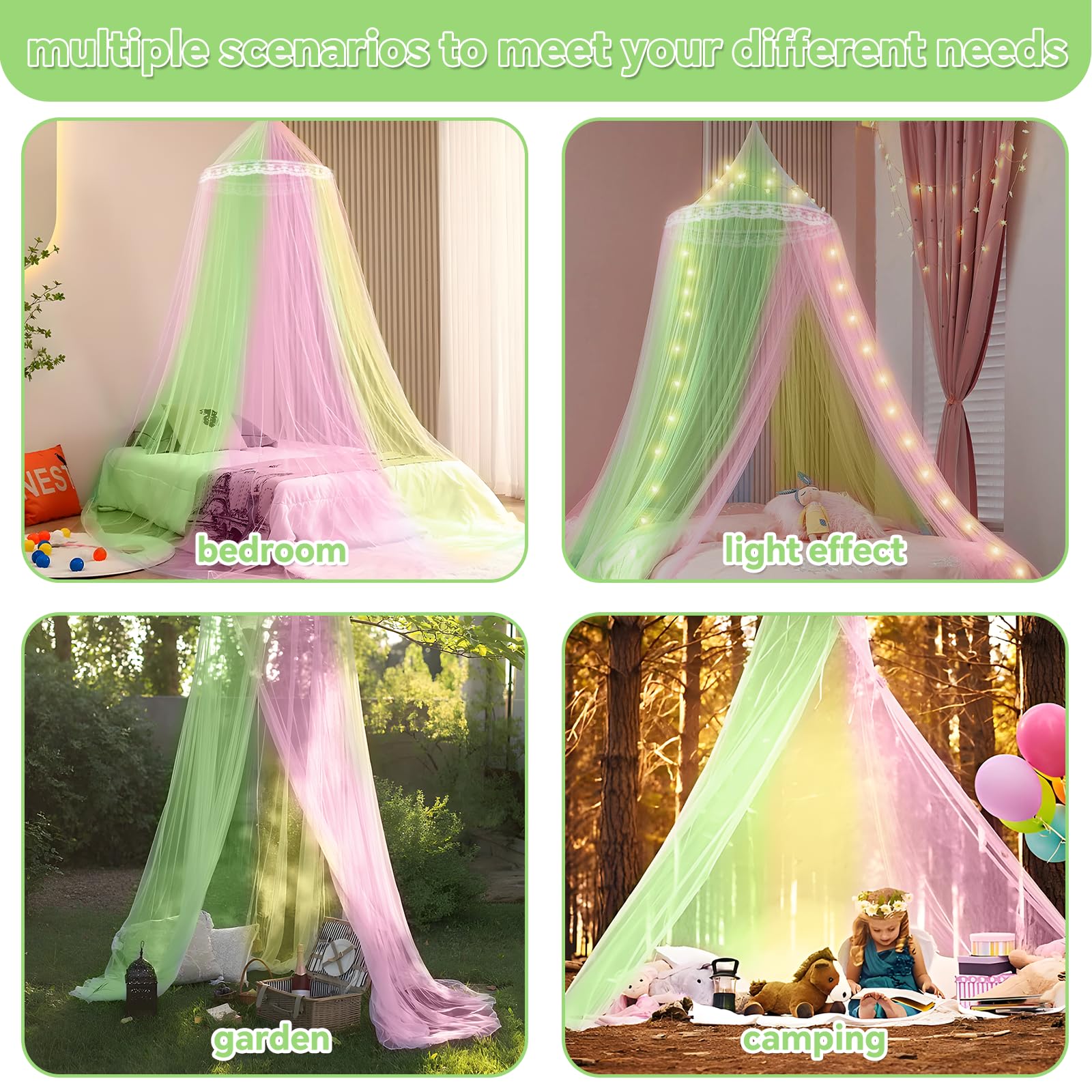 Mosquitera de cama, mosquitera de viaje, para colgar para cuna, viaje, malla fina (60 x 250 x 850 cm)