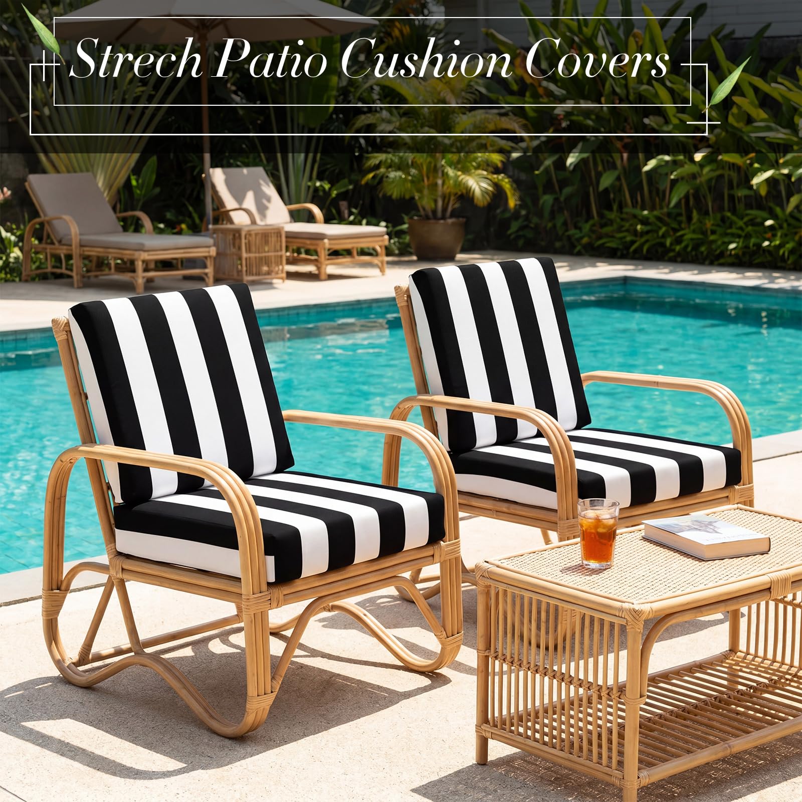 Best Cushions for Patio Furniture in 2026: 5 Top Picks 2 Newwiee Set of 4 Stretch Patio Cushion Covers Sofa Couch Seat Chair Slipcovers C — product photo