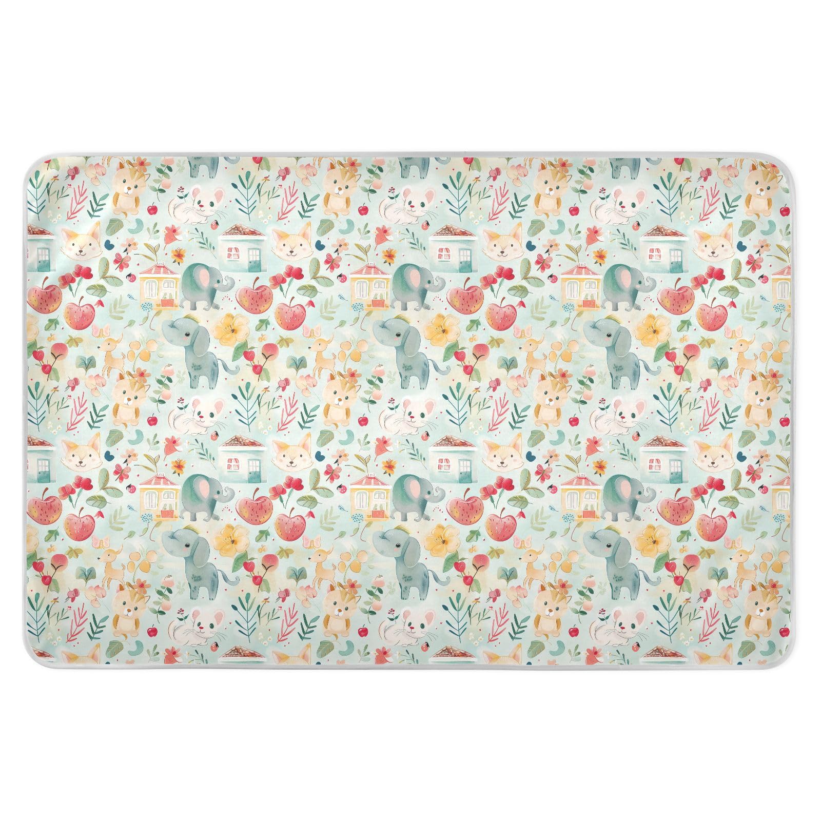 Cartoon Animals Fruits House Bed Underpads Waterproof Washable Potty Training Mats Non-Slip Pad Liner for Infant Toddler , 52