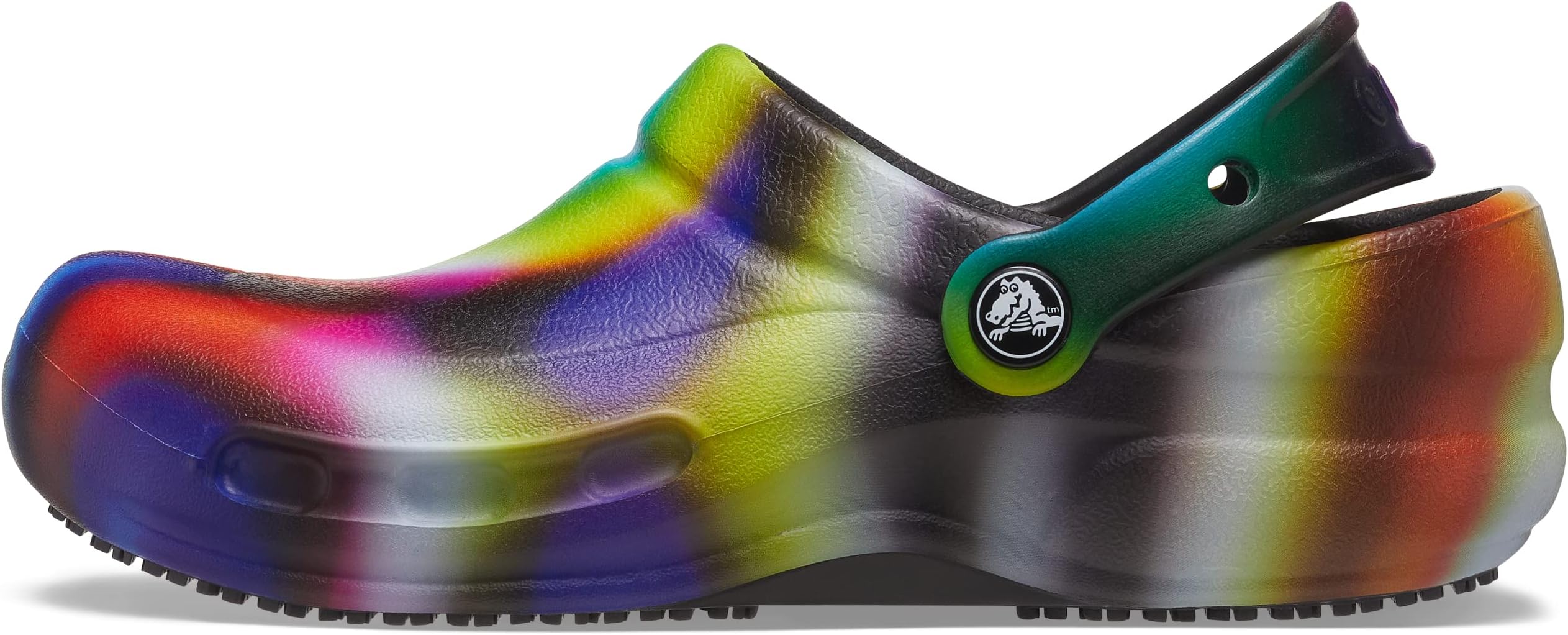 Unisex-Adult Bistro Graphic Clogs, Slip Resistant Work Shoes, Neon Tie Dye, 4 Men/6 Women