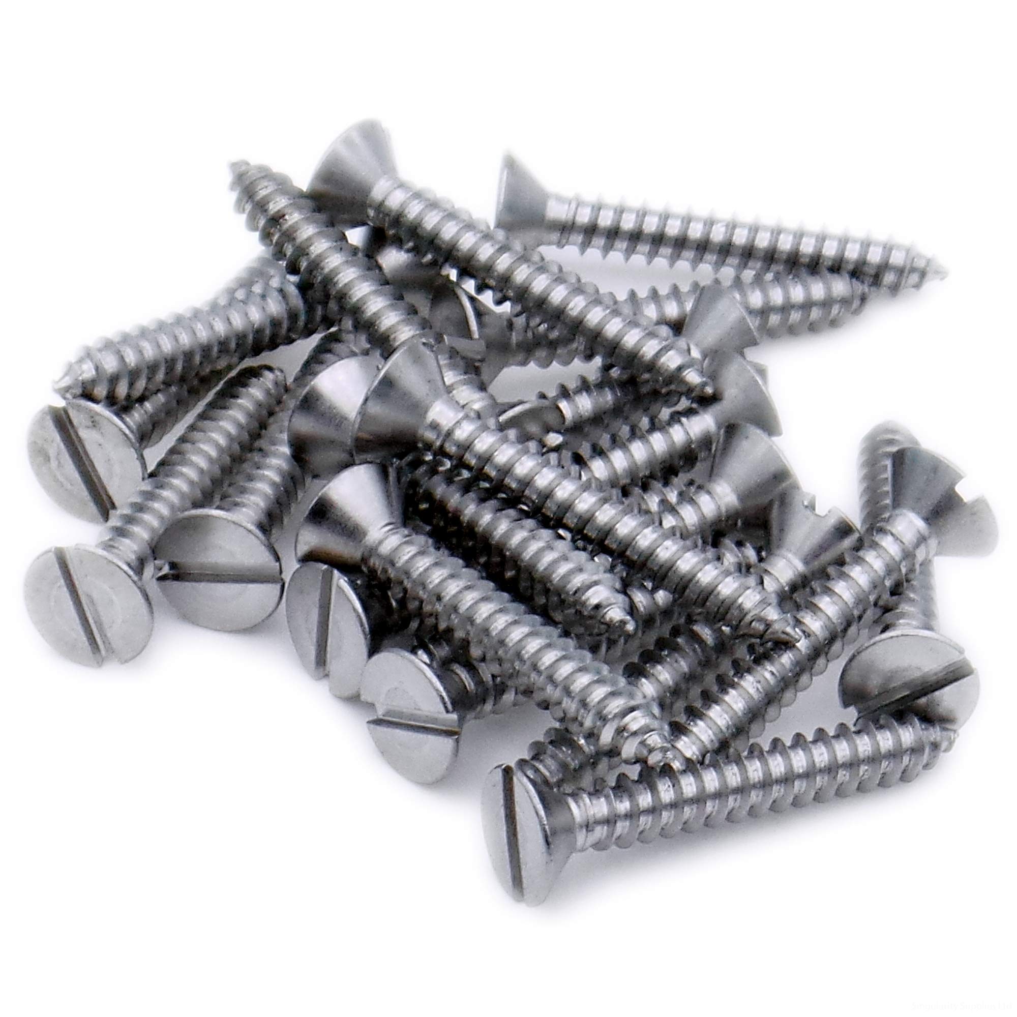 Singularity Supplies Silver No.14 X 2 (6.3Mm X 50Mm) Slot Countersunk Self-Tapping Screw - Stainless Steel (A2) (Pack Of 20)