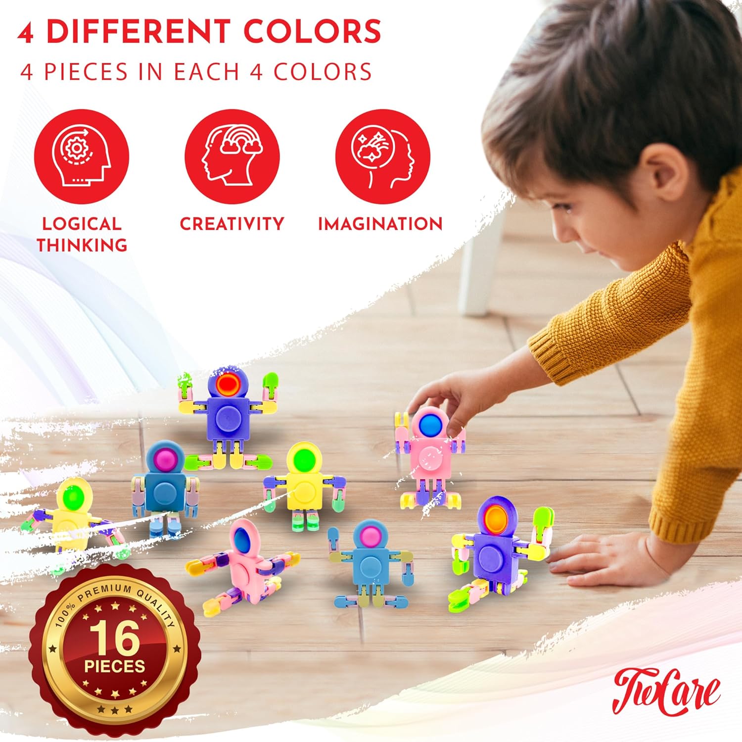 16 Pack Pop Fidget Spinners Party Favors Supplies Prizes for Kids Adults,Sensory Fidget Toys Deformable DIY Chain for Its Stress Relief Easter Basket fillers Pinata Goodie Bag Stuffers Birthday Gifts