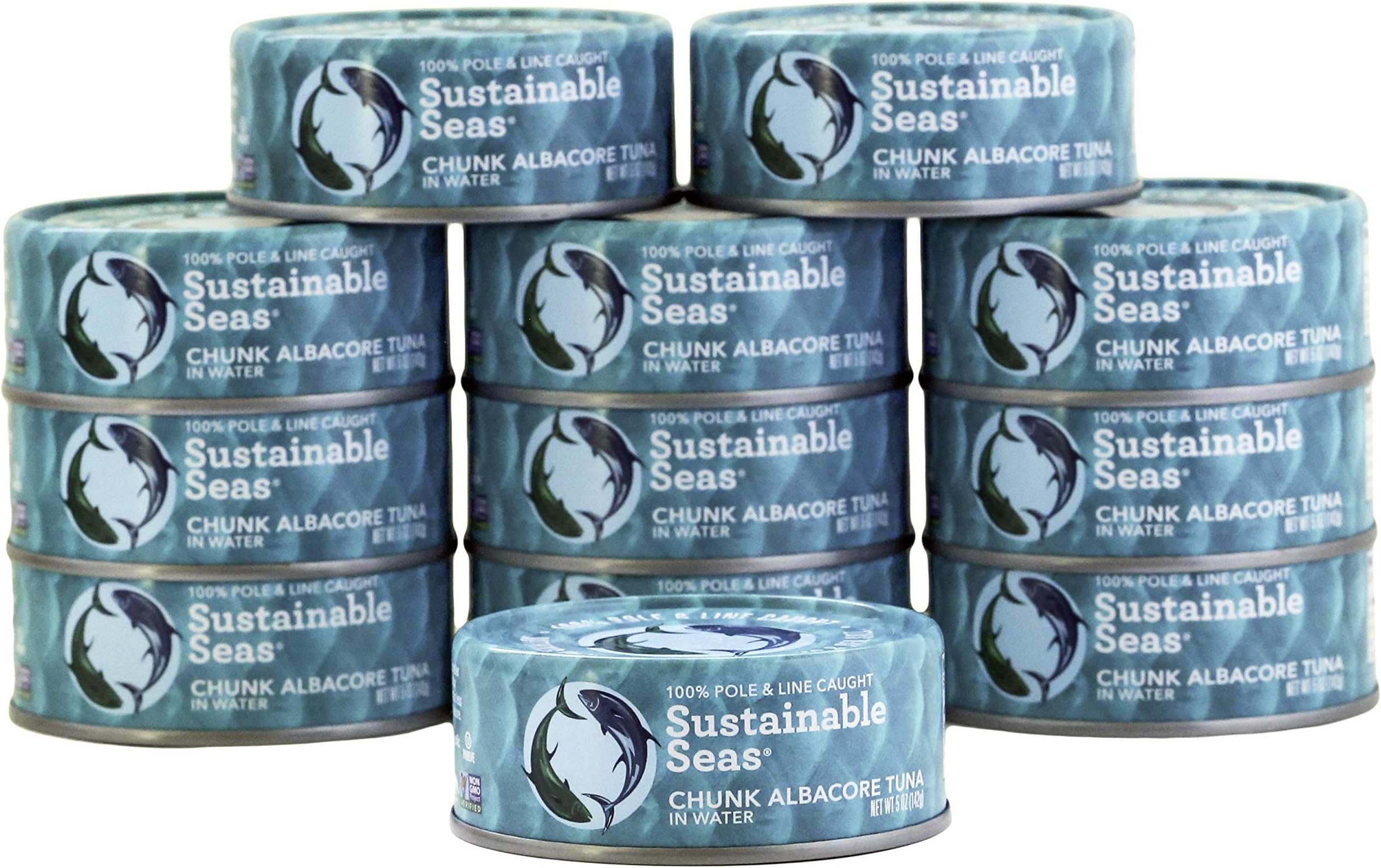 Sustainable Seas, Chunk Albacore Tuna in Water, 5 Ounce, 3rd party mercury tested, 100% sustainably caught (Pack of 12)