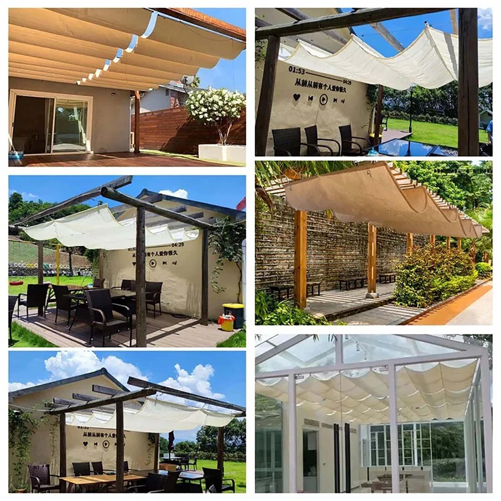 Einziehbar Welle Sonnensegel(Benutzerdefinierte Größen), Sonnenschutz UV-Schutz Wetterfest ohne Bohren Reißfest Schattenabdeckung mit ösen und Seil für Pergola für Balkon und Garten