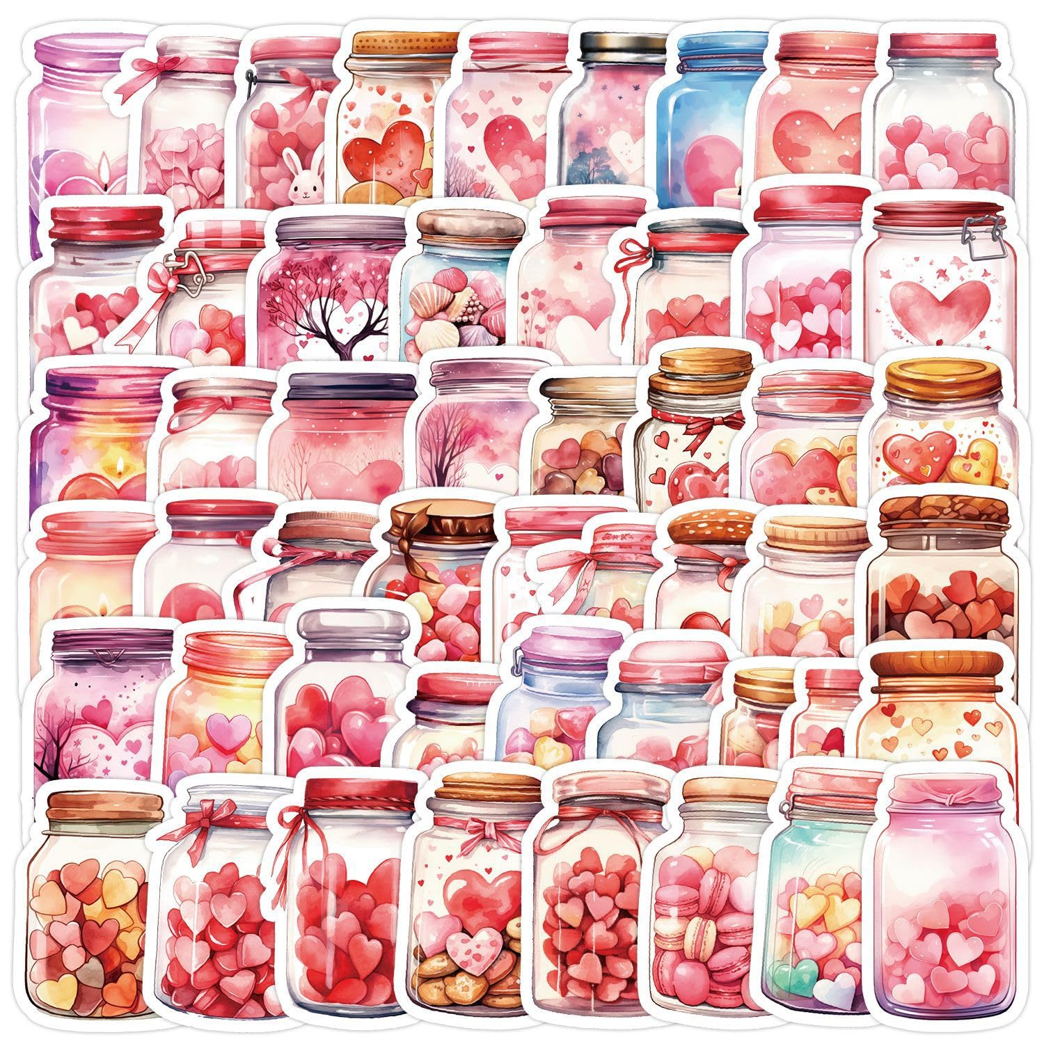 50 Packs Love Bottle Stickers Water Bottles Laptop Phone Computer Guitar Skateboard Hydroflasks Love Bottle Vinyl Sticker Waterproof Aesthetic Trendy Decals for Kids Teens Girls Adults