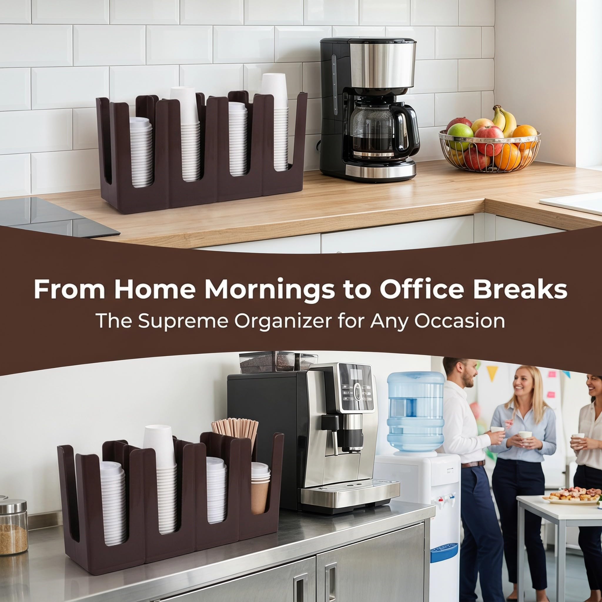 INOOMP Organizzatore di tazze da caffè, supporto da banco per tazze | Portabicchieri in carta/plastica, accessori per bevande, forniture per bar, 4 scomparti, organizer per bar