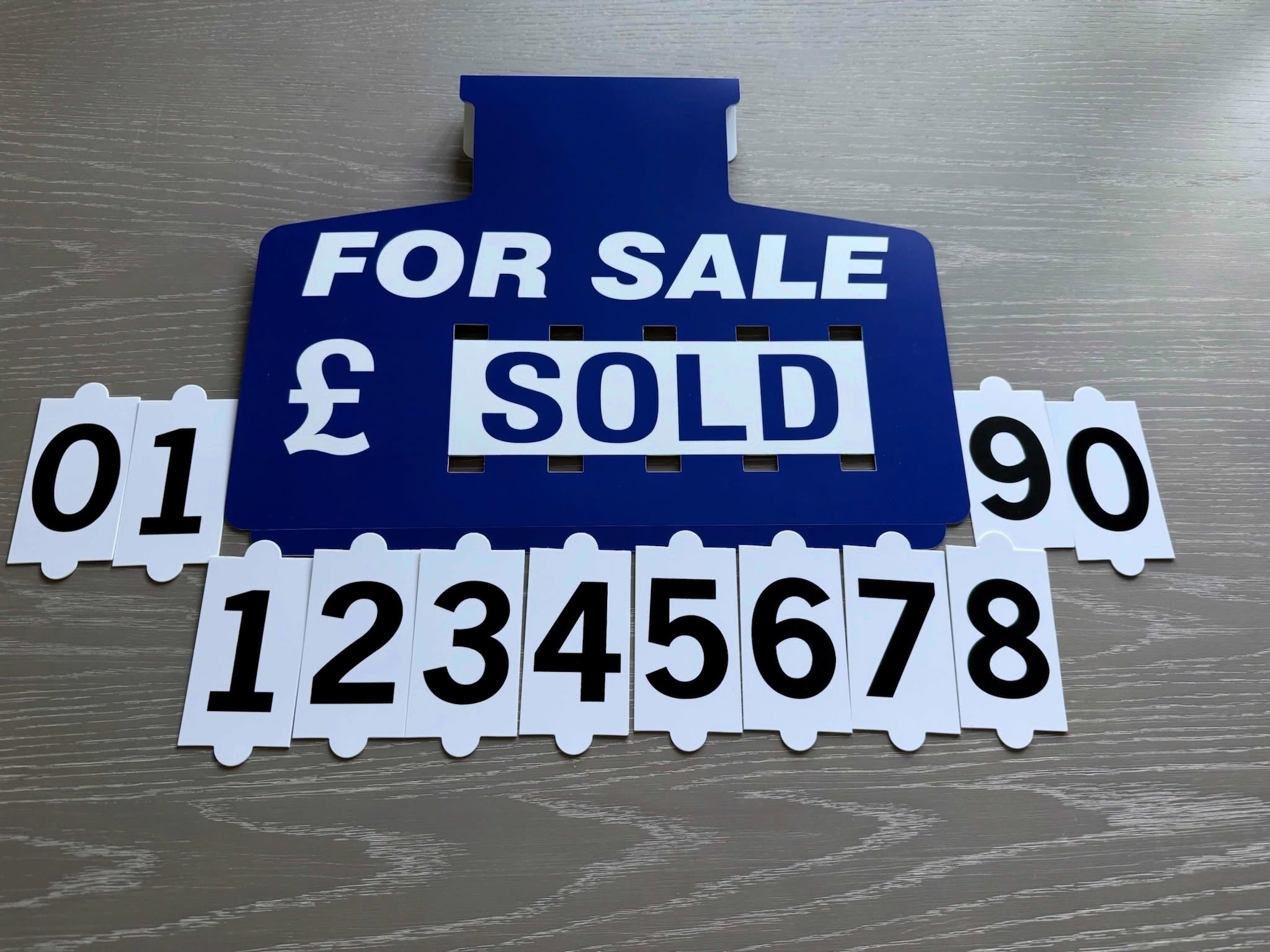 Car for Sale Sign Board with Interchangeable Number Display (20, Blue)