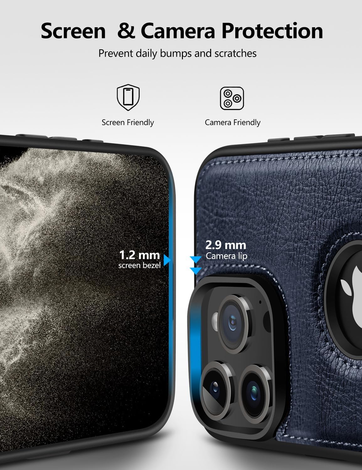 Magnetic for iPhone 16 Pro Max Leather Case,Built-in Invisible Stand [Compatible with Magsafe] Protective Slim Kickstand Phone Cover Compatible with iPhone 16 Pro Max (2024) 6.9" (Blue) - Image 5