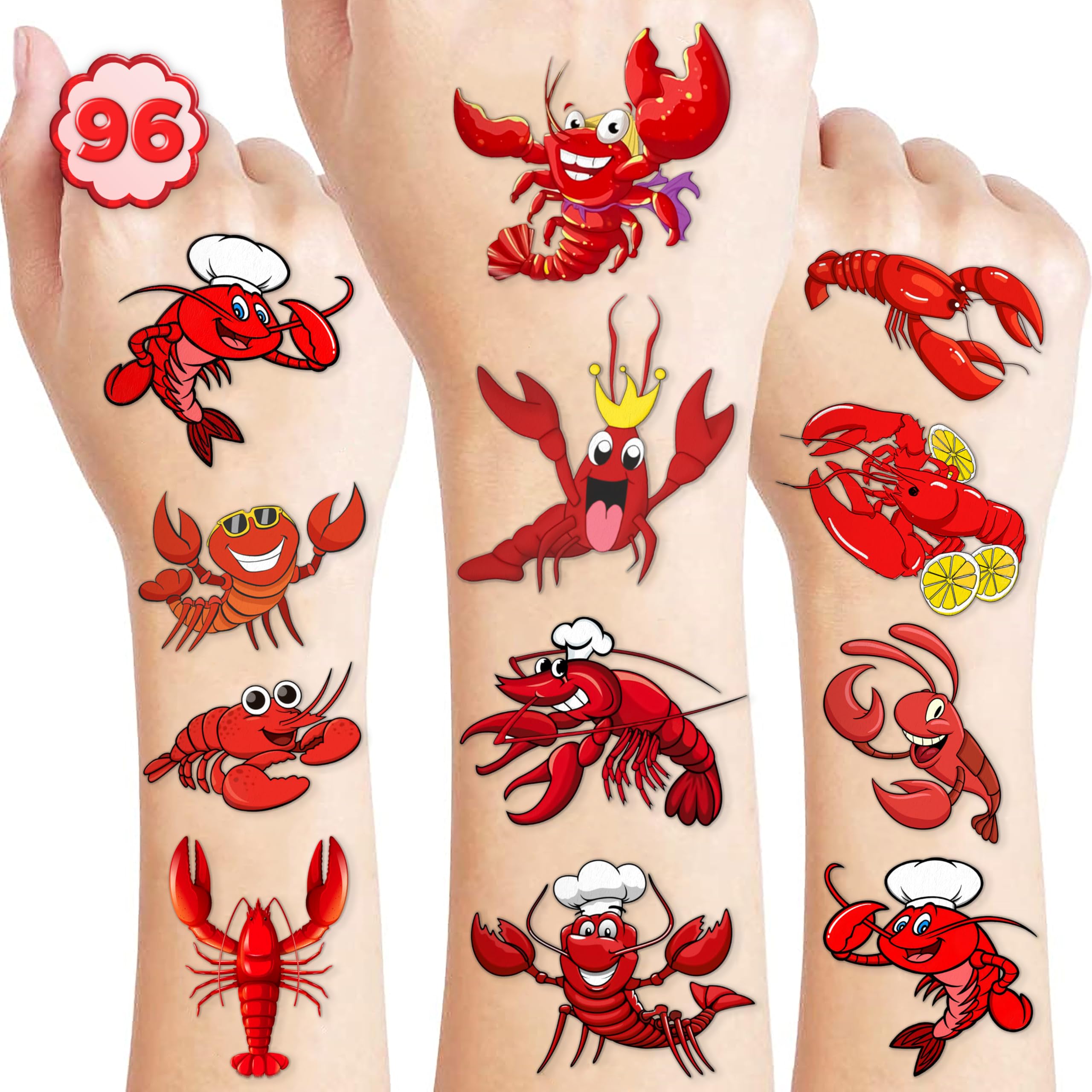 120 PCS Crawfish Boil Party Favors Pre-Cut Temporary Tattoos