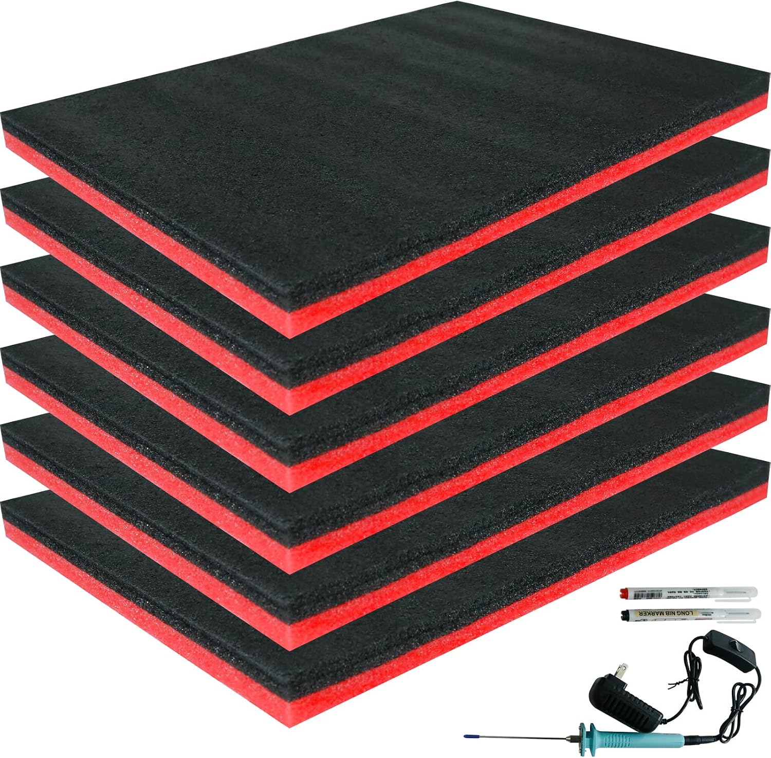 Tool Box Foam Inserts,Polyurethane Cuttable Foam Sheets, Shadow Foam for Tool Box Hard Case, Kaizen Organizer Sheet for Camera, Crafts, Storage (3, 22 * 18 * 1.5 inch)