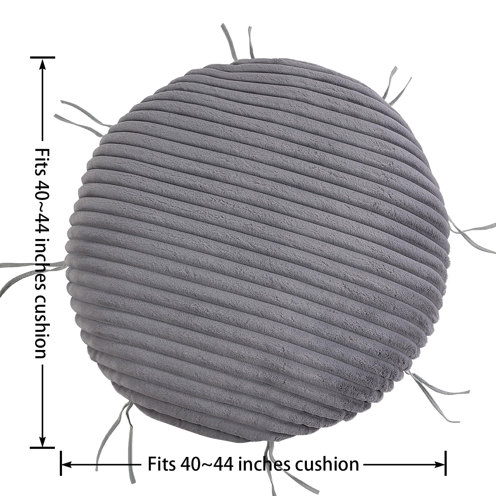 HOMBYS Fluffy Shaggy Cover for Papasan Chair Cushion, Plush Faux Fur Slipcover ONLY, (Without Cushion) Removable Soft Papasan Cushion Covers with 8 Ties,(Light Grey, 50