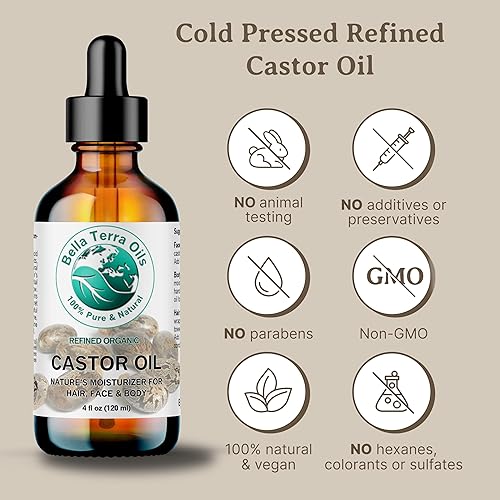 Miniatura 3 de Aceite de ricino premium para cabello lujoso y piel radiante – 1 galón, de rápida absorción, totalmente natural. Bella Terra Oils