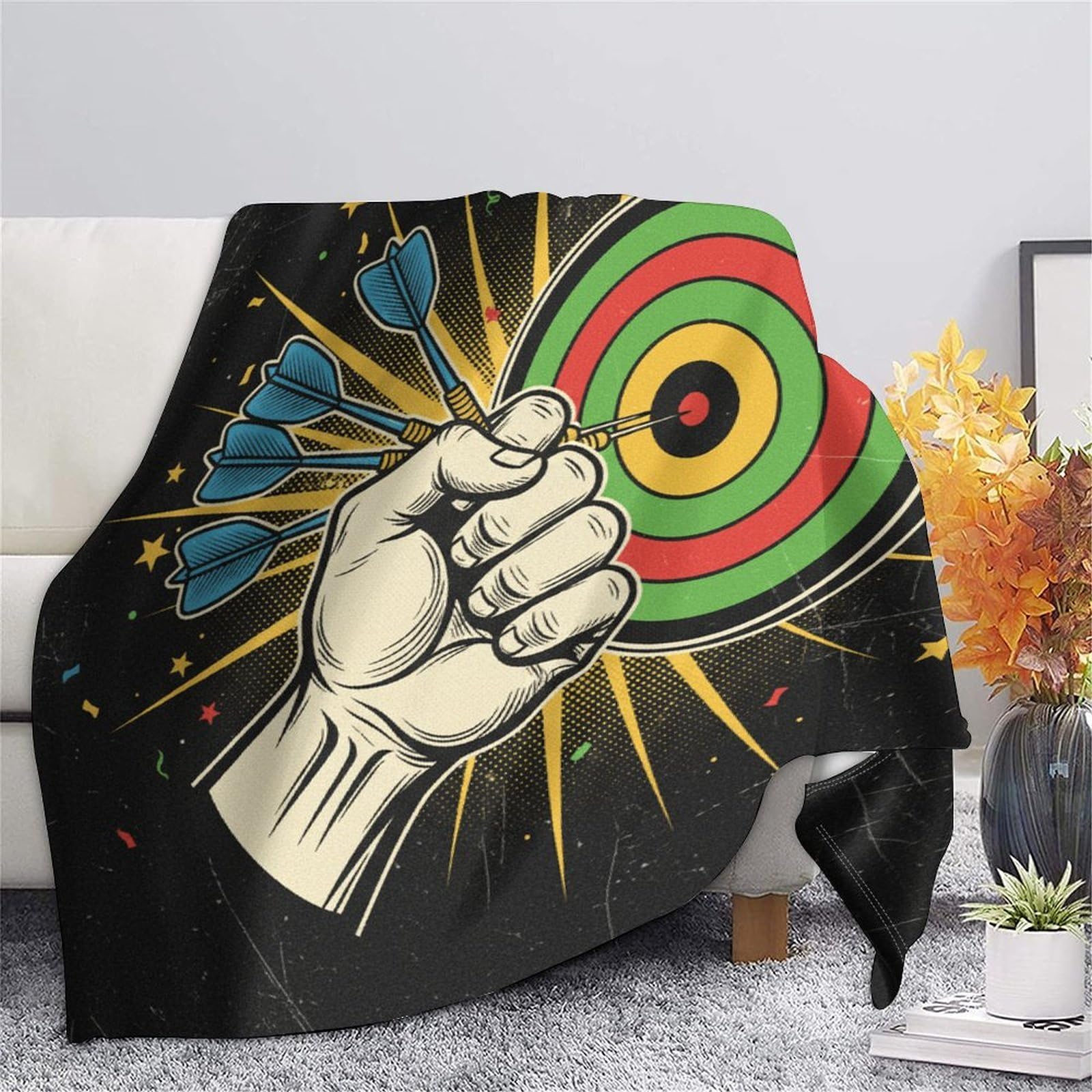 estampado 3D Target hit manta para aire acondicionado microfibra ropa de cama ligera Vintage retro plaid para verano transpirable para estudiantes en habitación climatizada 80×90inch(200x230cm)