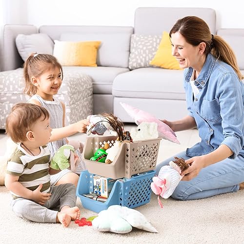 Miniatura 5 de Titan Mall  Contenedores apilables para alimentos, aperitivos, botellas, juguetes, artículos de aseo, cestas de almacenamiento de plástico, juego de