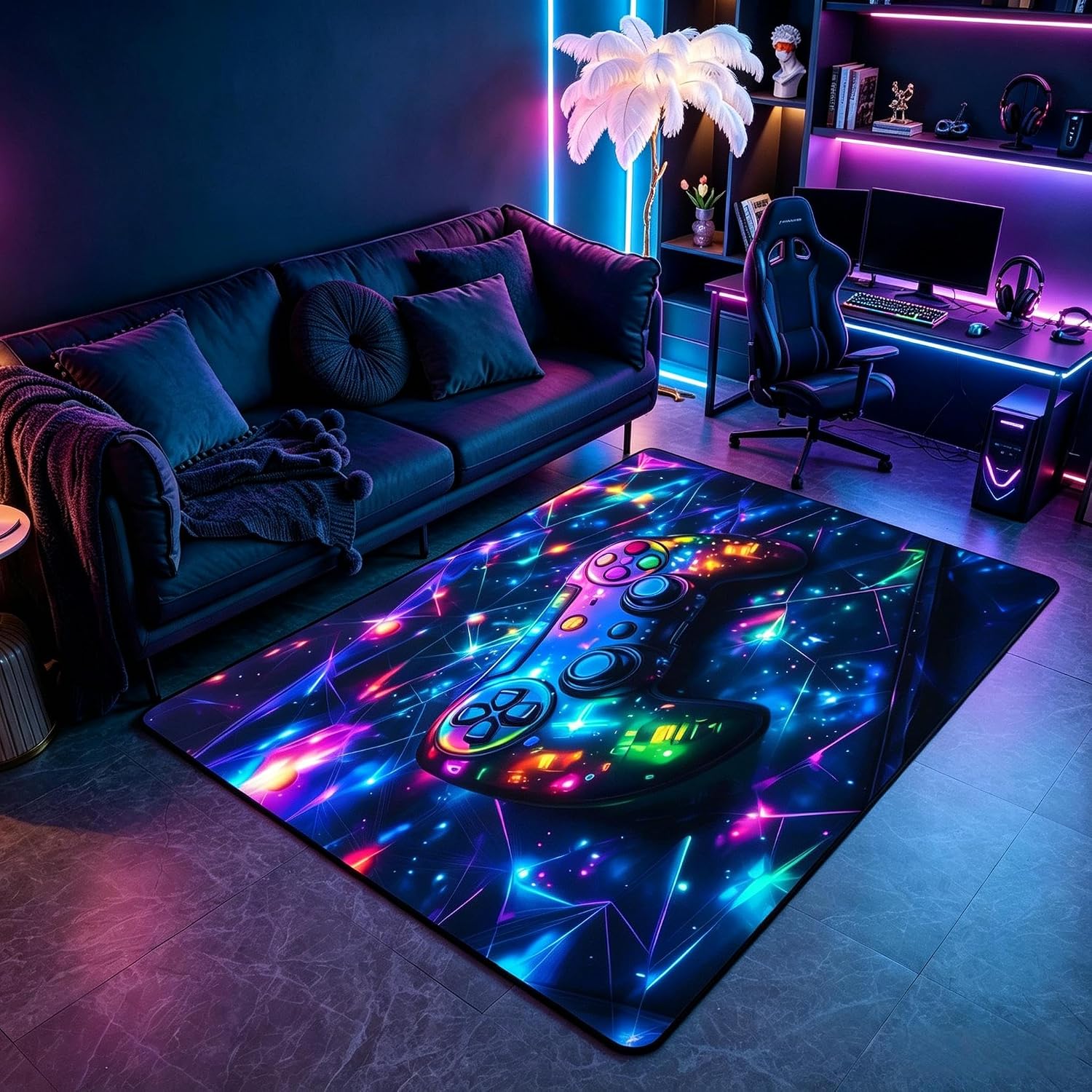 Feelyou Kids Gamer Area Rug 3x5 Galaxy Gaming Rugs for Living Room Bedroom