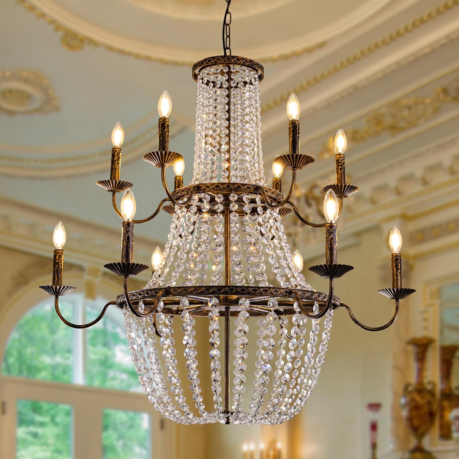 TOCHIC kristalni luster antikni brončani