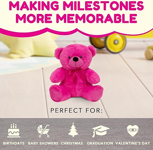 Miniatura 5 de Grandma Smiley's Plush Best Friends - Oso de peluche de color rosa intenso, 9 pulgadas, hipoalergénicos, pequeños osos de peluche para Navidad, baby