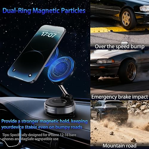 Miniatura 7 de Soporte de teléfono con ventosa, soporte magnético de teléfono para automóvil, soporte de metal de 360 para iPhone Magsafe 16 Pro Max PlusiPhone 15