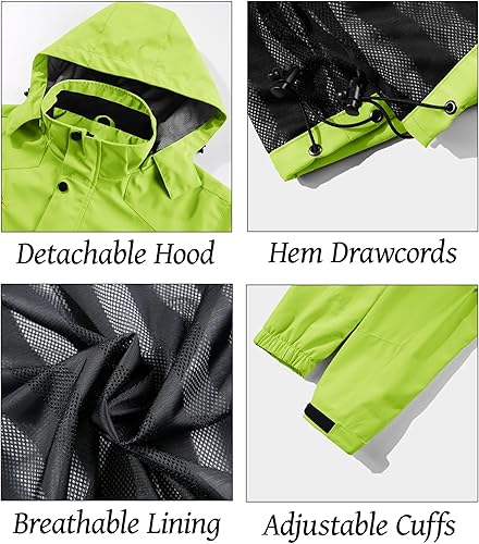 Miniatura 6 de MAGCOMSEN Chaqueta impermeable ligera para hombre con capucha desmontable para senderismo, pesca, ropa deportiva