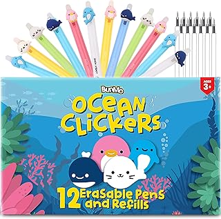 BUNMO Erasable Cute Pens | Cute Kawaii Accessories | 12 Ink Pens Include 12 Extra Kawaii Pen Ink Refills | Tween Girls Toys | Fun Kids Stationary | Perfect for Girls and Boys