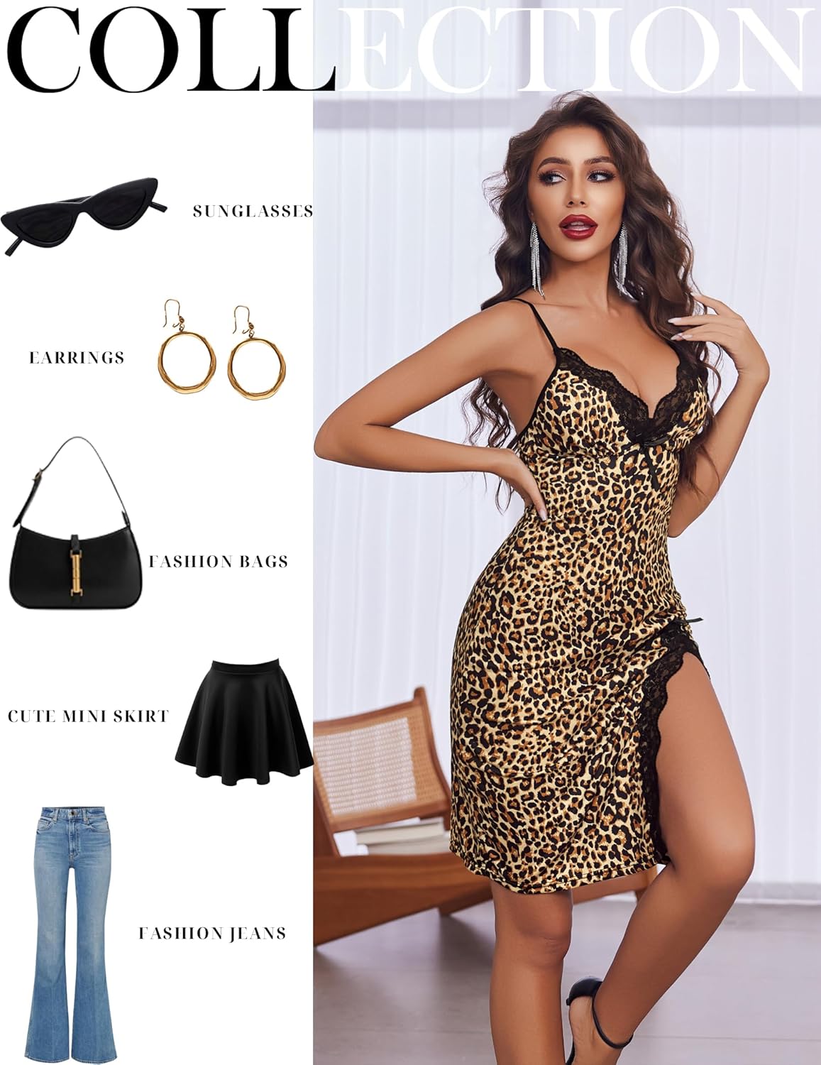 Avidlove Nightgowns for Women Side Slit Modal Strap Nightwear Lace Babydoll Chemise - Image 5