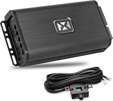 NVX VADM1v2 Micro Class D Monoblock Amplifier 600W RMS at 1 Ohm Compact Car/Marine/Powersports Amp with Wired Bass Remote, 4-Way Protection, Subsonic & Low-Pass Filters