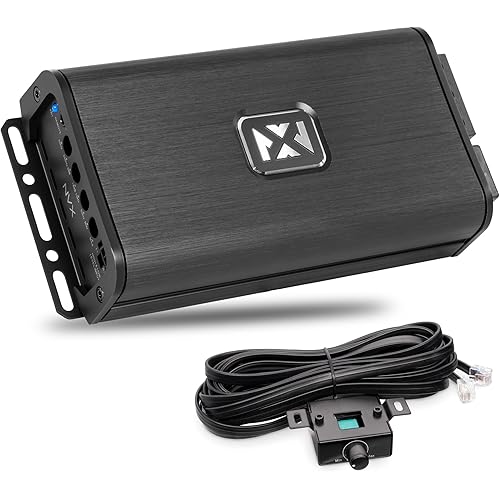 NVX VADM1v2 Micro Class D Monoblock Amplifier – 600W RMS at 1 Ohm – Compact Car/Marine/Powersports Amp with Wired Bass Remote, 4-Way Protection, Subsonic & Low-Pass Filters