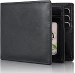Swallowmall Genuine Leather Wallets for Mens RFID Blocking Slim Bifold Wallets Credit Card Holder with ID Window and 13 Card Slots for Him