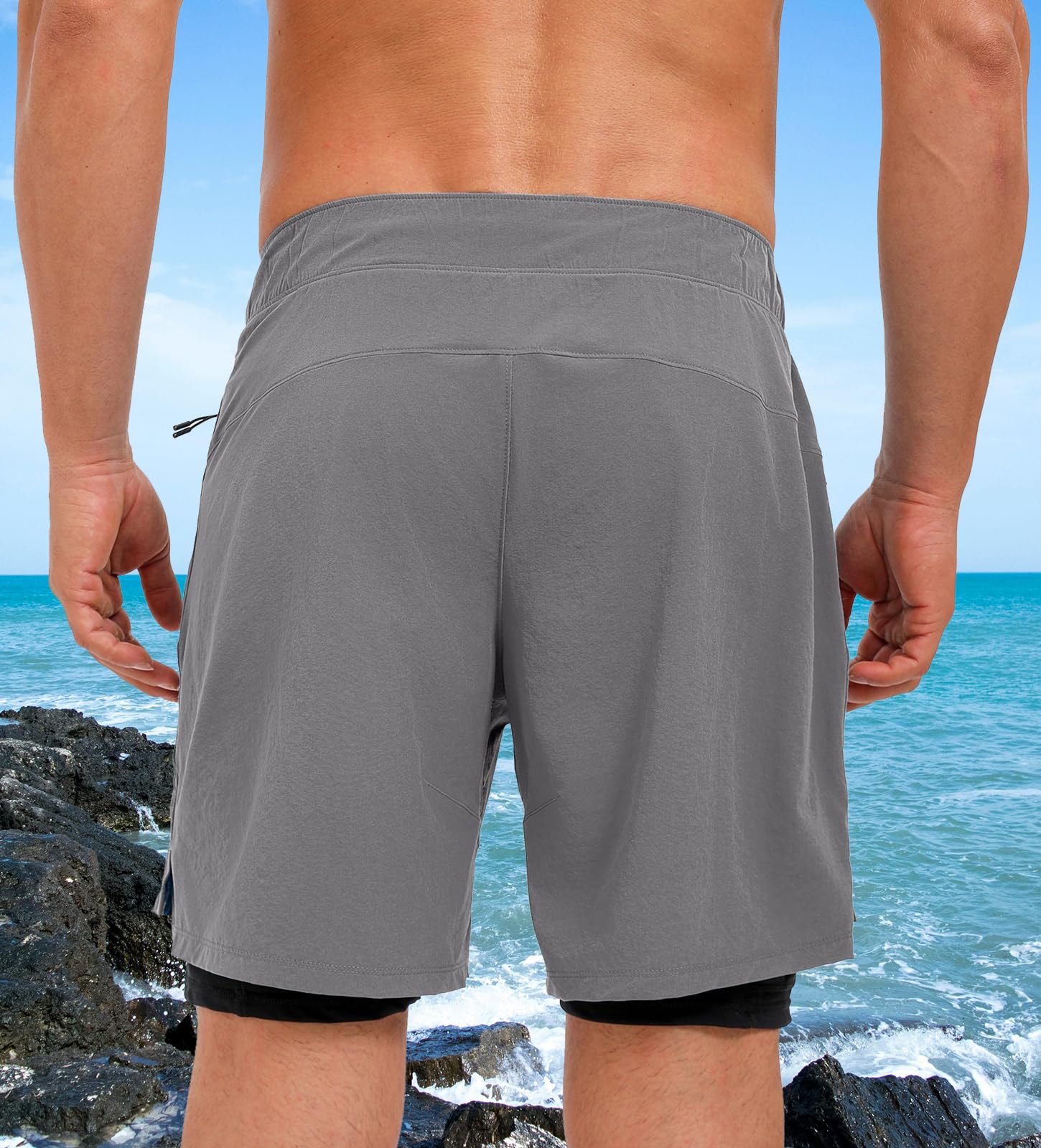 Ecupper Bañador 2 en 1 para Hombre, Forro Compresivo, Short de Playa Deportivo