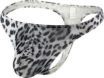 Mens Leopard Thong Fashion G-String Low Rise Bikini Briefs Underwear