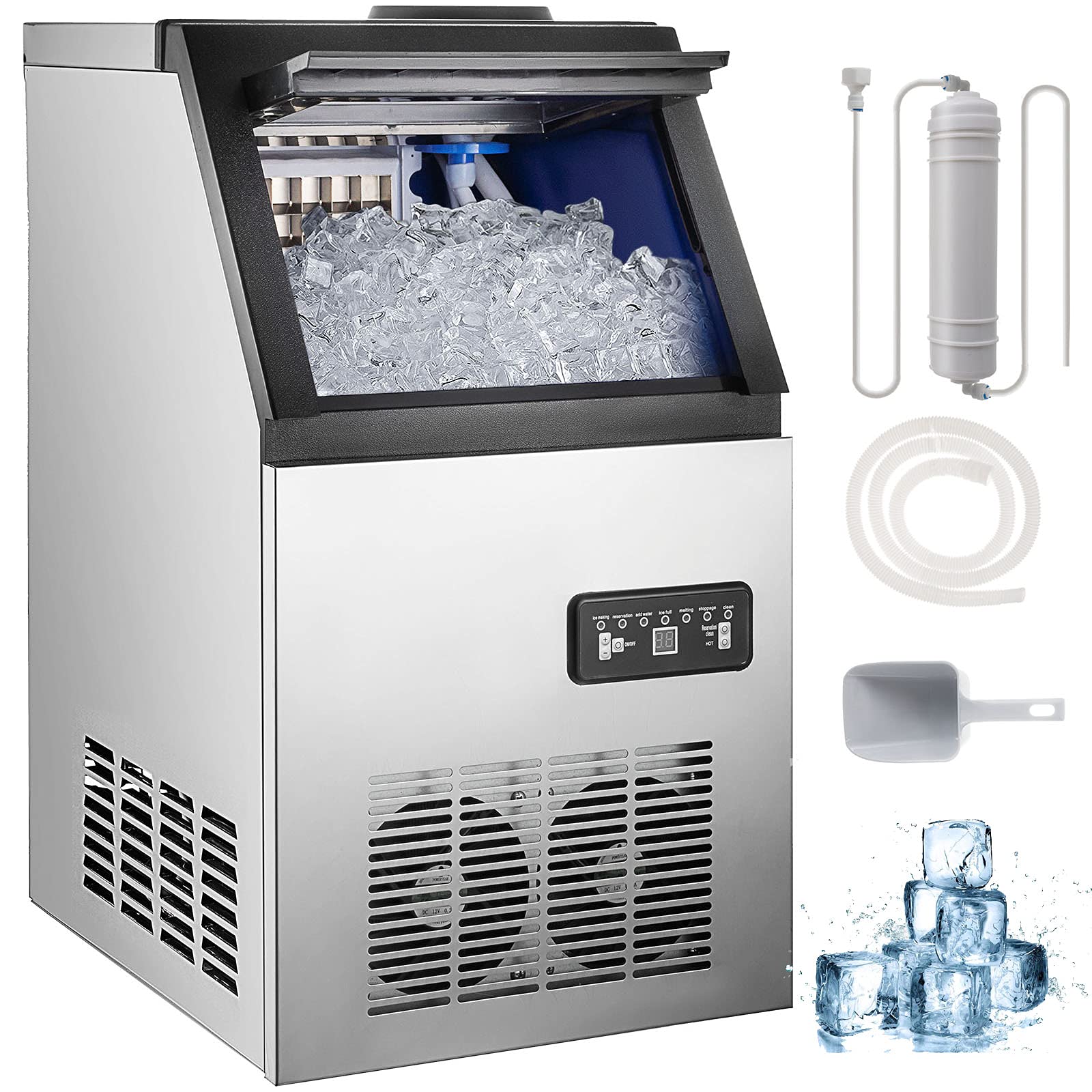 Buy PRIBCHO Commercial Ice Maker Machine 132lbs/24H Stainless Steel