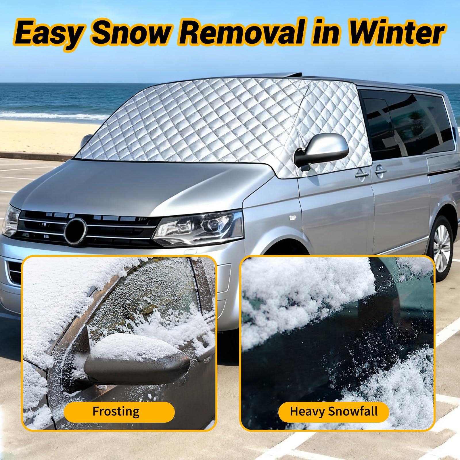 Protector de parabrisas para VW T6, cubierta exterior con algodón interior, cubierta frontal para bebé, protección contra el escarcha, anti-sol, termo-alfombras, protector solar