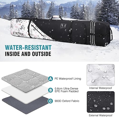 Miniatura 40 de Bolsa de snowboard y esquí para viajes aéreos, bolsa de snowboard acolchada completa, impermeable, para botas, ropa, casco y equipo, bolsa de esquí